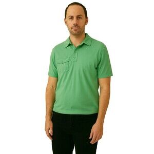 Linksoul Polo Shirt Mens Lg Mint Green Tempus Fugit Golf Casual Preppy Stretch